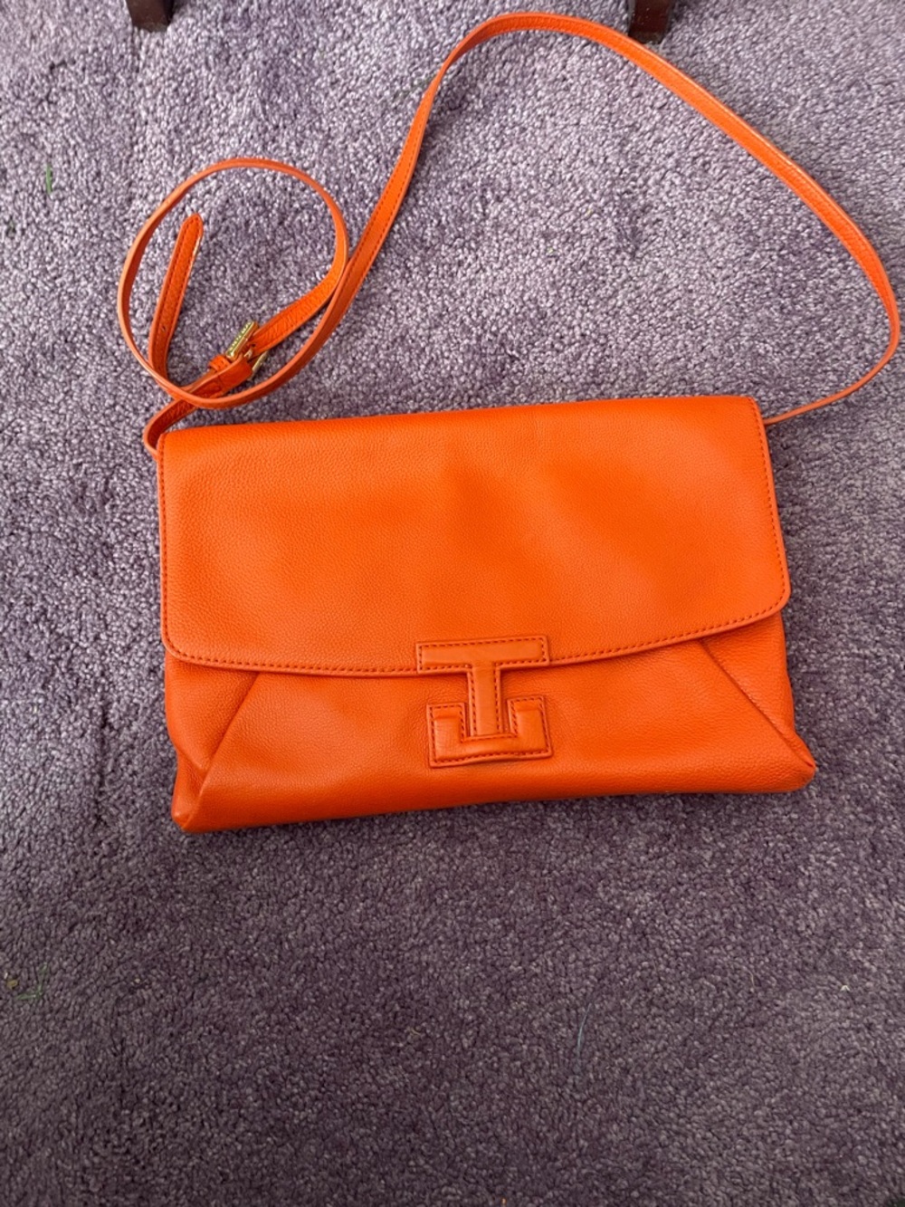 Leather Crossbody Bag in Orange
